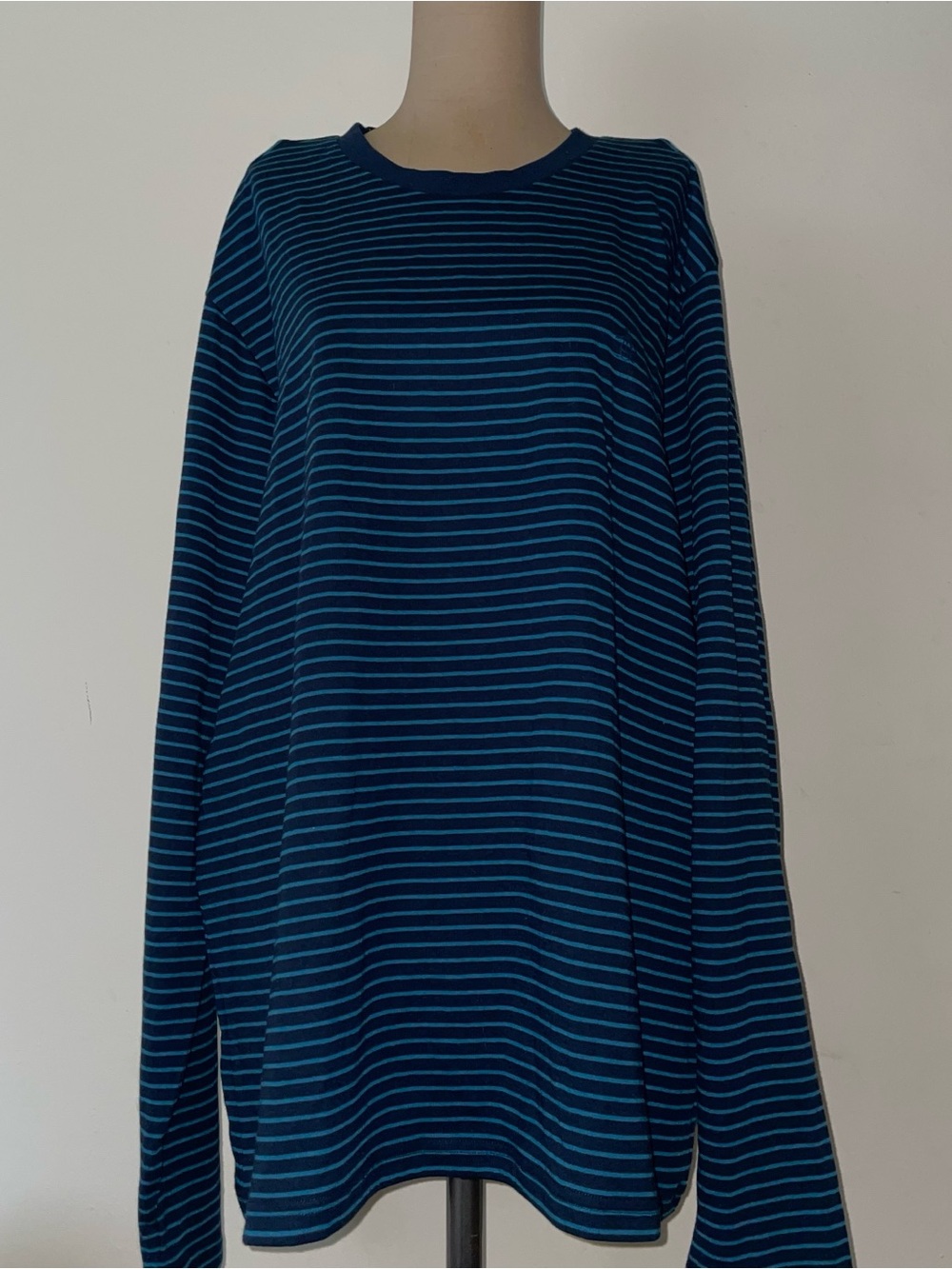 Original Penguin Navy and Teal Striped Long Sleeve Shirt